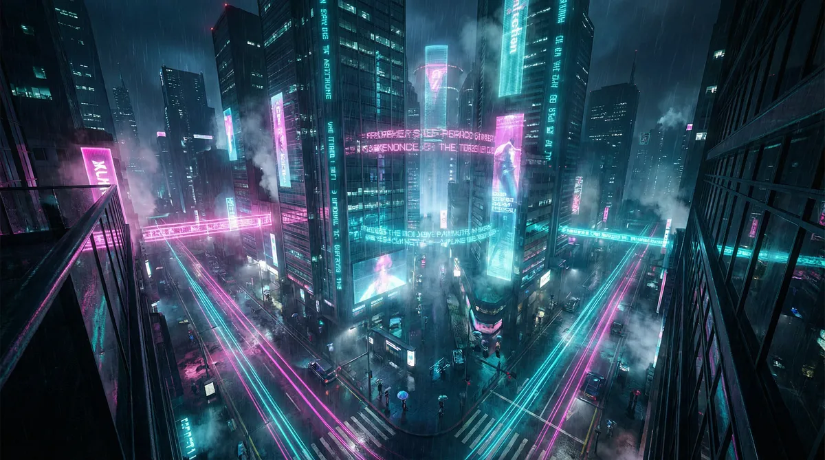 强行侵占放了个彩虹屁 竖屏短剧平台首页背景 - 赛博朋克都市夜景